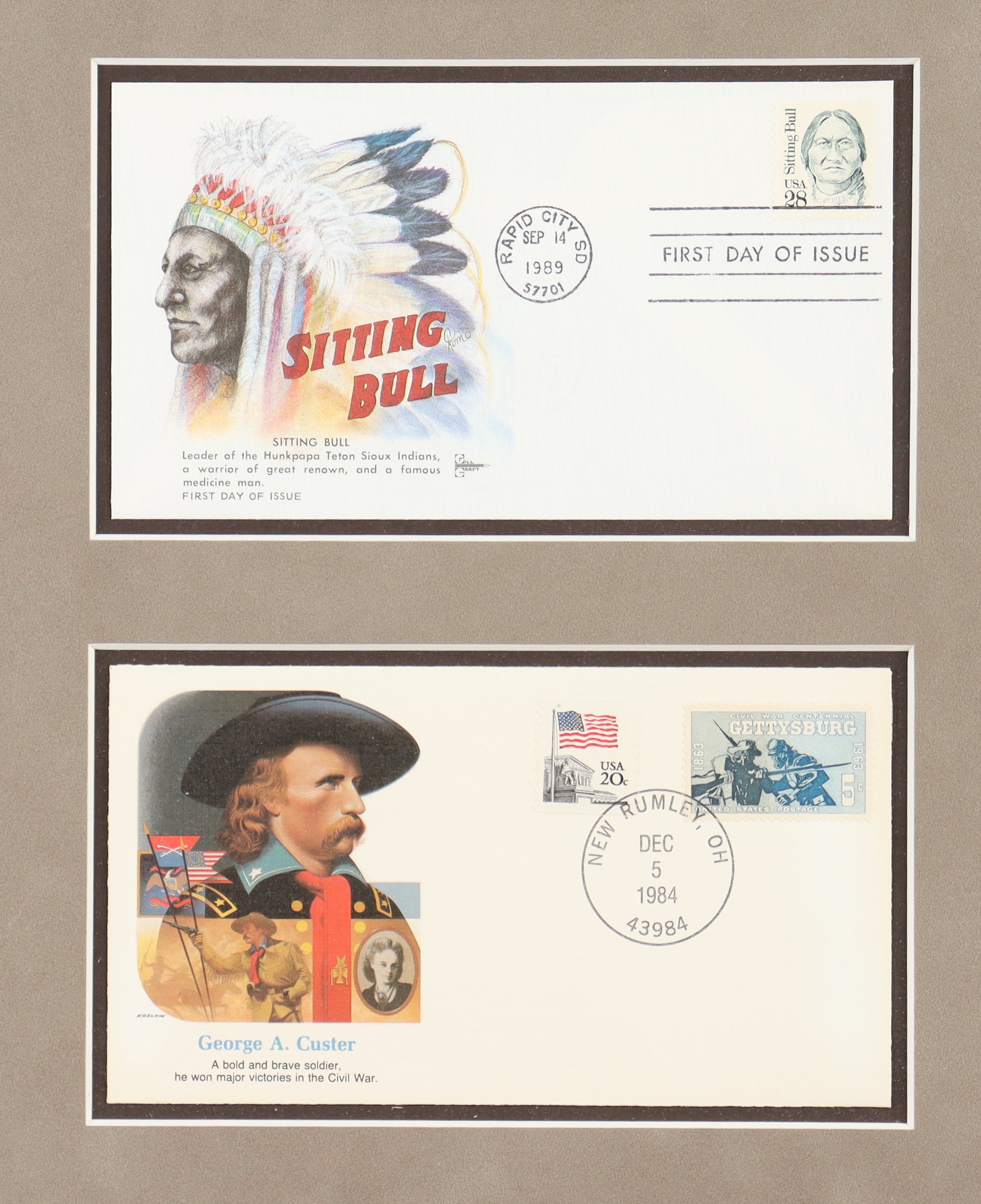 Sitting Bull & General George Armstrong Custer Signed Custom Framed Display