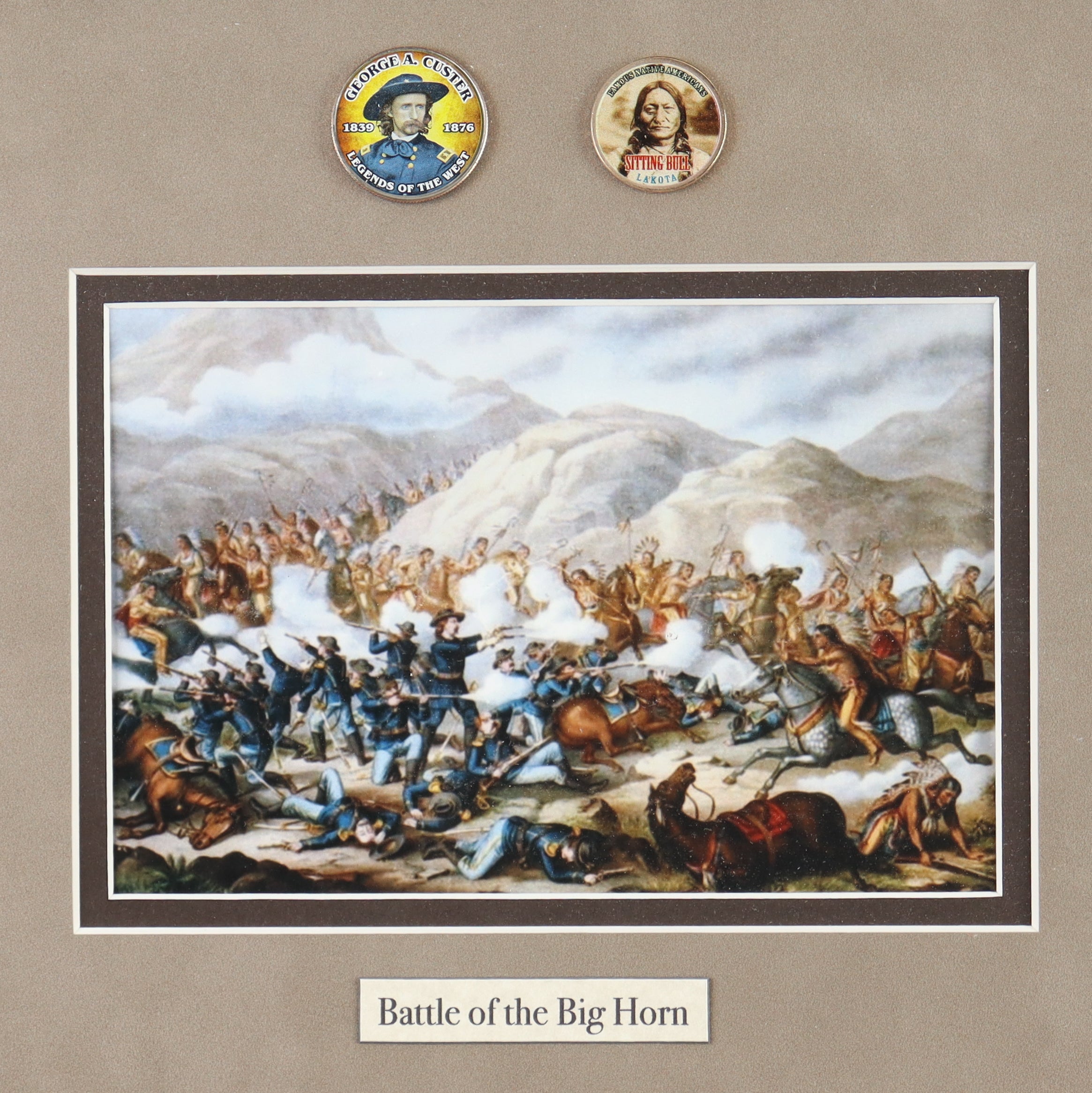 Sitting Bull & General George Armstrong Custer Signed Custom Framed Display