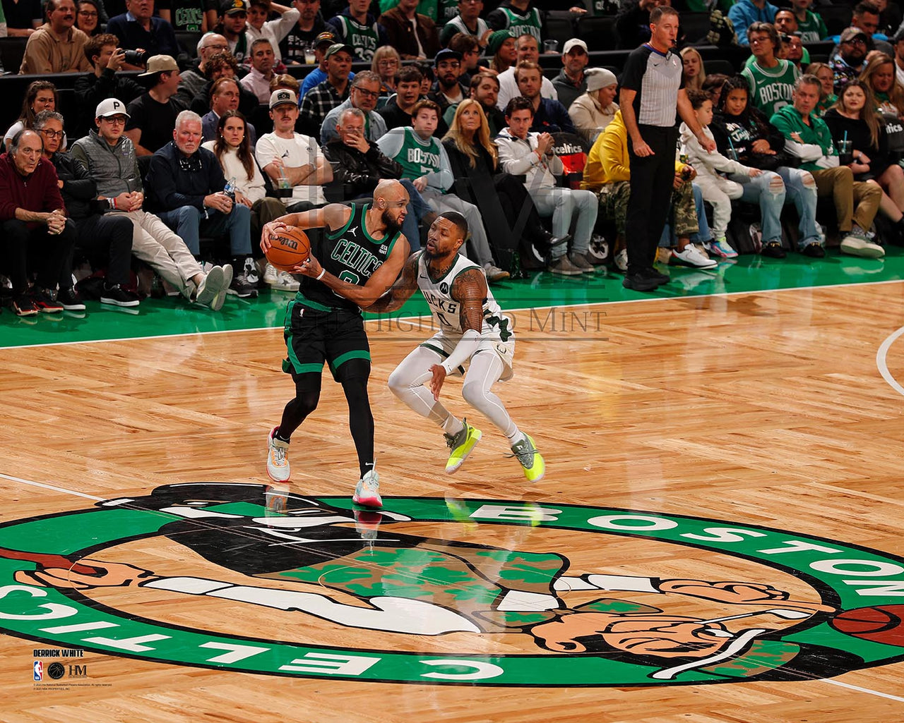 Derrick White Boston Celtics Center Court Battle NBA Photo