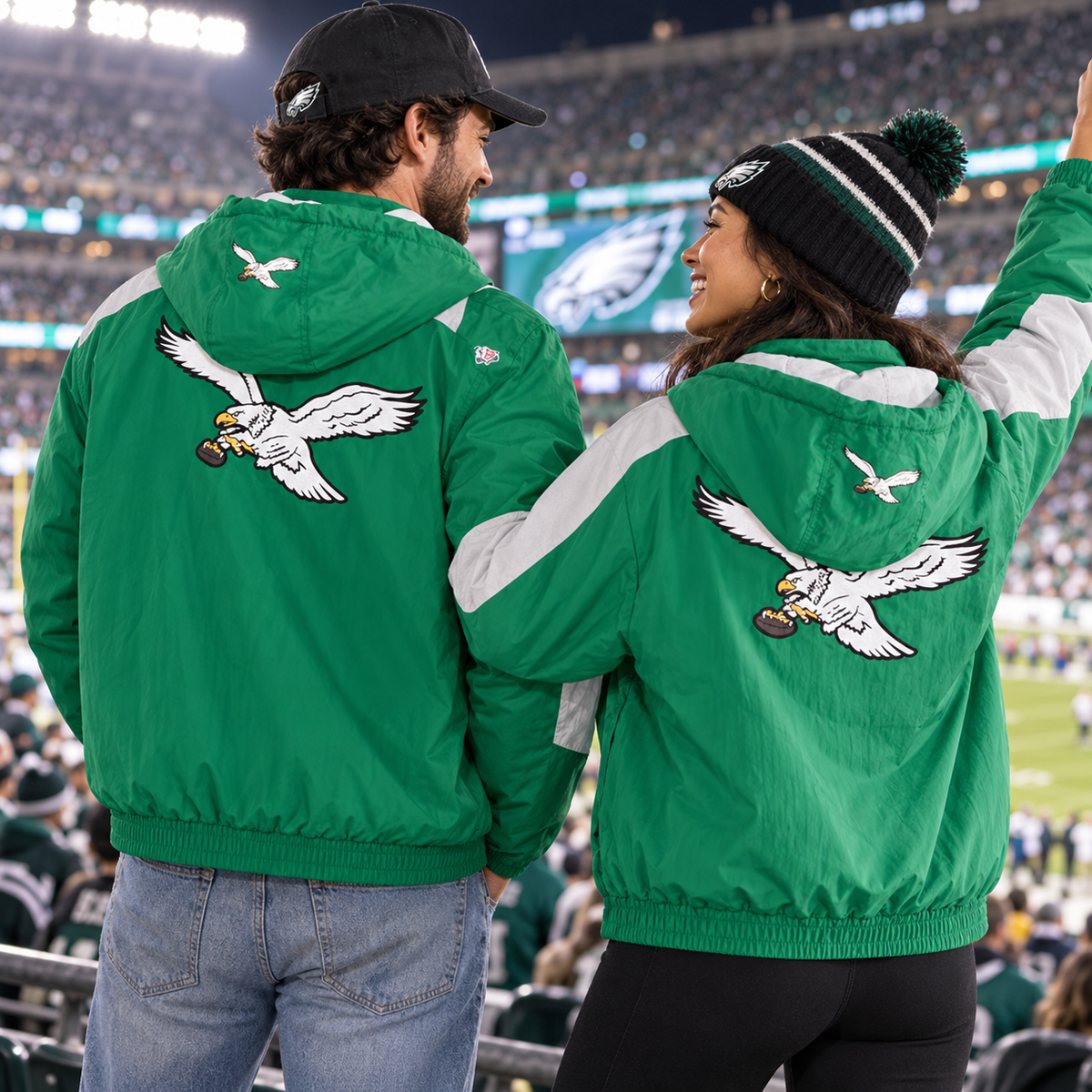Philadelphia Eagles Throwback Kelly Green Sideline Hooded Jacket
