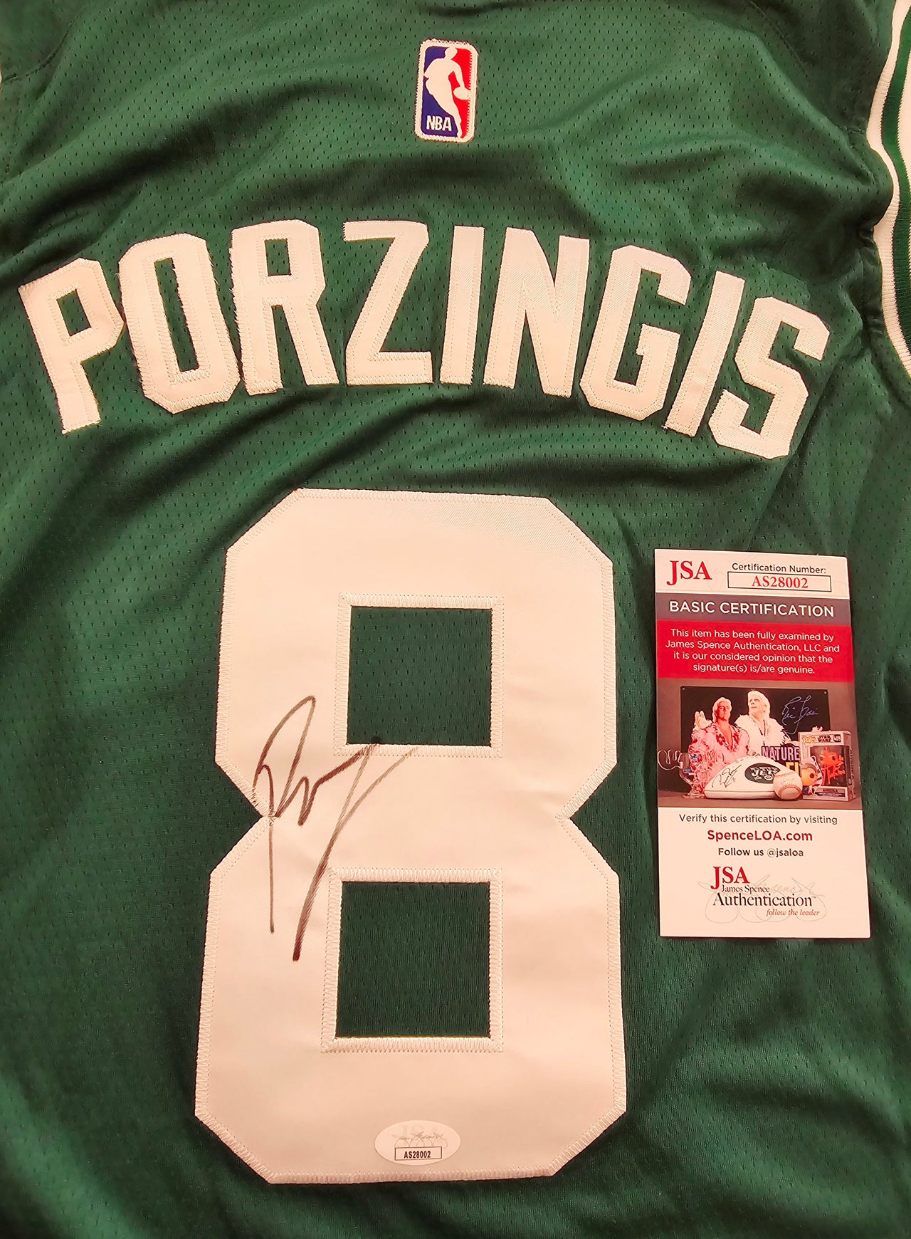 Kristaps Porzingis Autographed Boston Celtics Green NBA Basketball Jersey