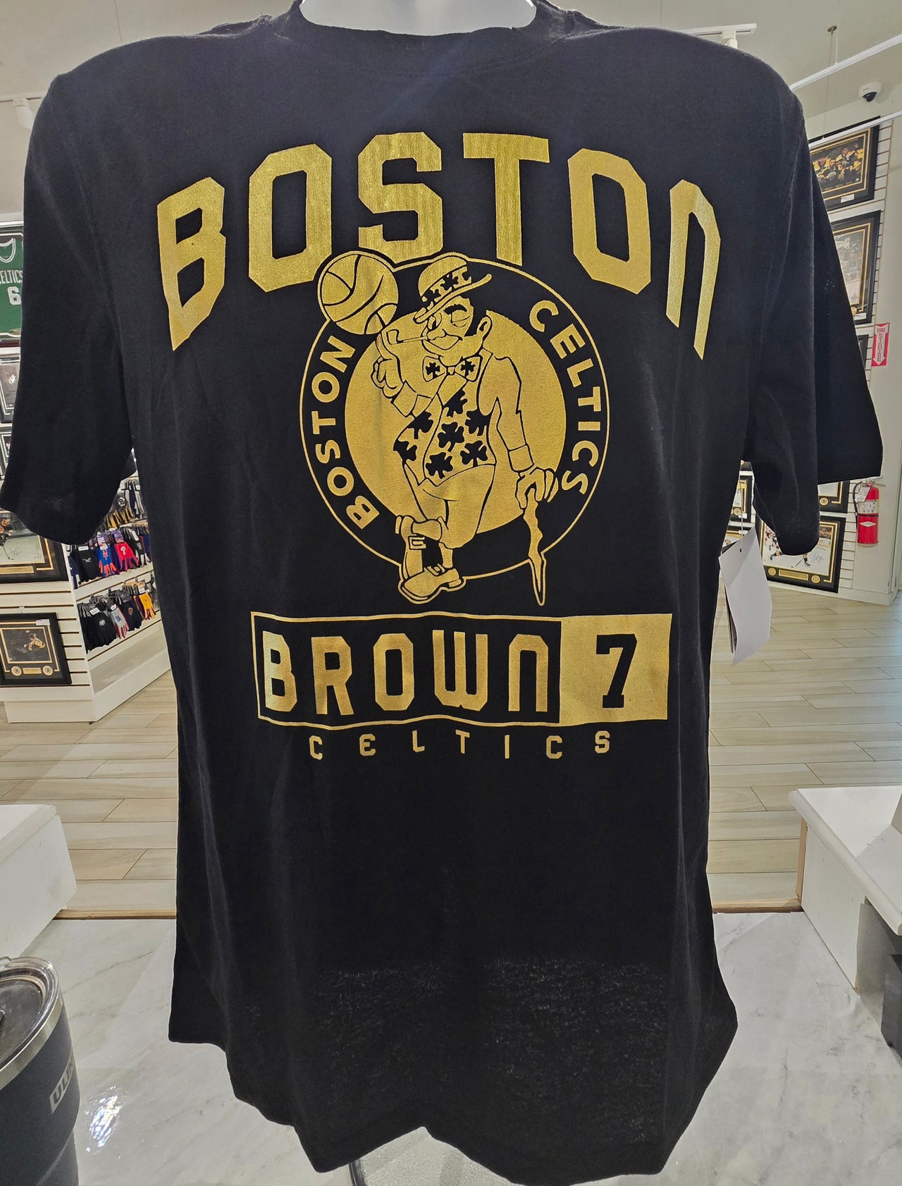 Jaylen Brown Boston Celtics Black & Gold Larger Than Life T-Shirt