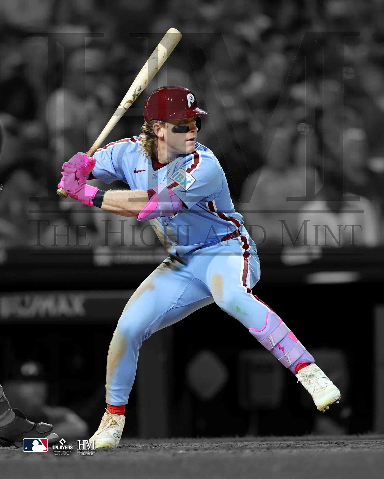 Harrison Bader Philadelphia Phillies Batting in Blue Action Photo