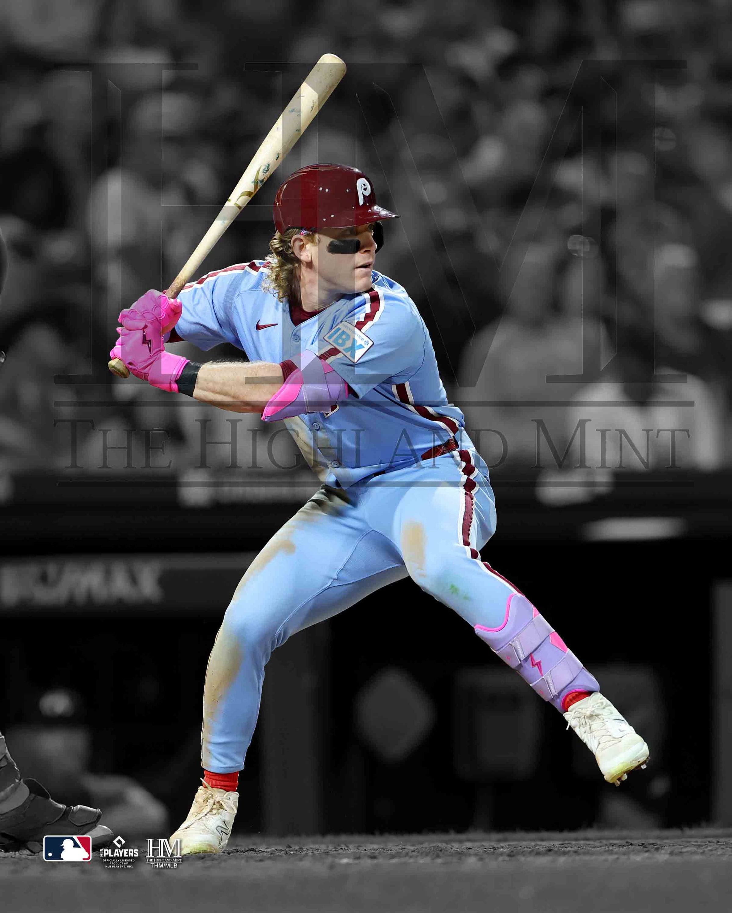 Harrison Bader Philadelphia Phillies Batting in Blue Action Photo