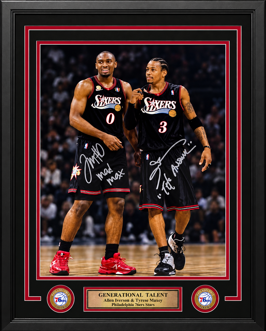 Tyrese Maxey & Allen Iverson Philadelphia 76ers Dual Autographed & Inscribed 16" x 20" Framed Photograph