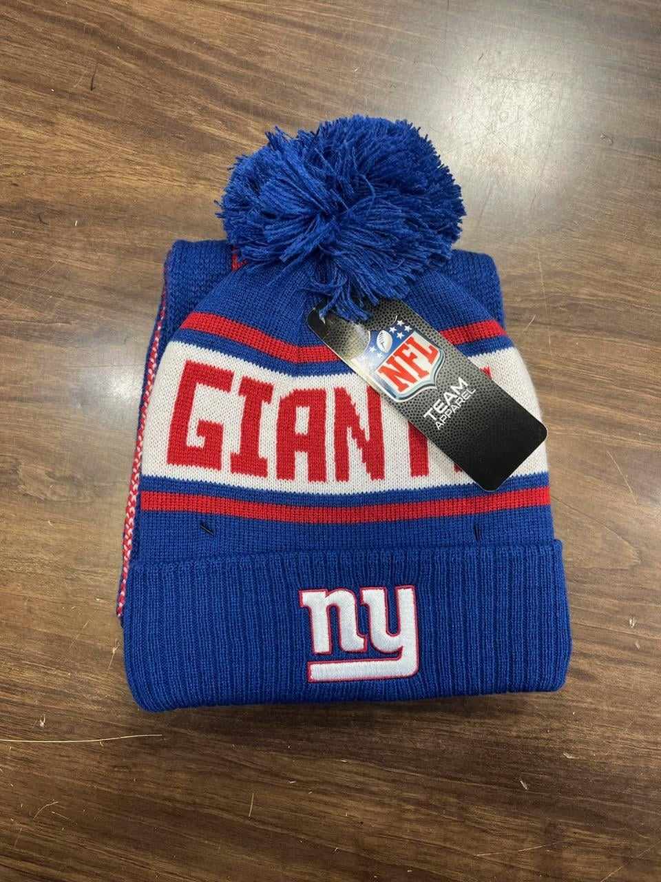 New York Giants Word Mark Knit Hat & Scarf Set