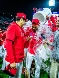 Johan Rojas Celebration Worn Hat From Phillies Postseason Clinching Game