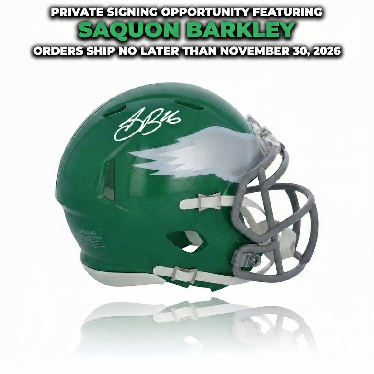 Saquon Barkley Philadelphia Eagles Autographed Kelly Green Mini-Helmet | Pre-Sale Opportunity