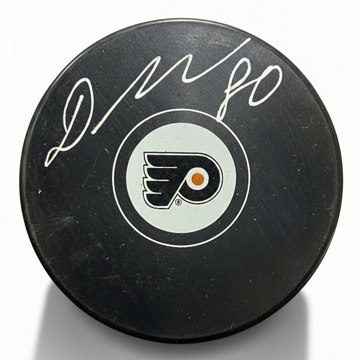 Dan Vladar Philadelphia Flyers Autographed Logo Hockey Puck - Silver Signature