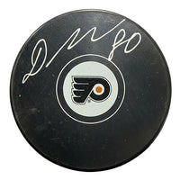 Dan Vladar Philadelphia Flyers Autographed Logo Hockey Puck - Silver Signature - Dynasty Sports & Framing 