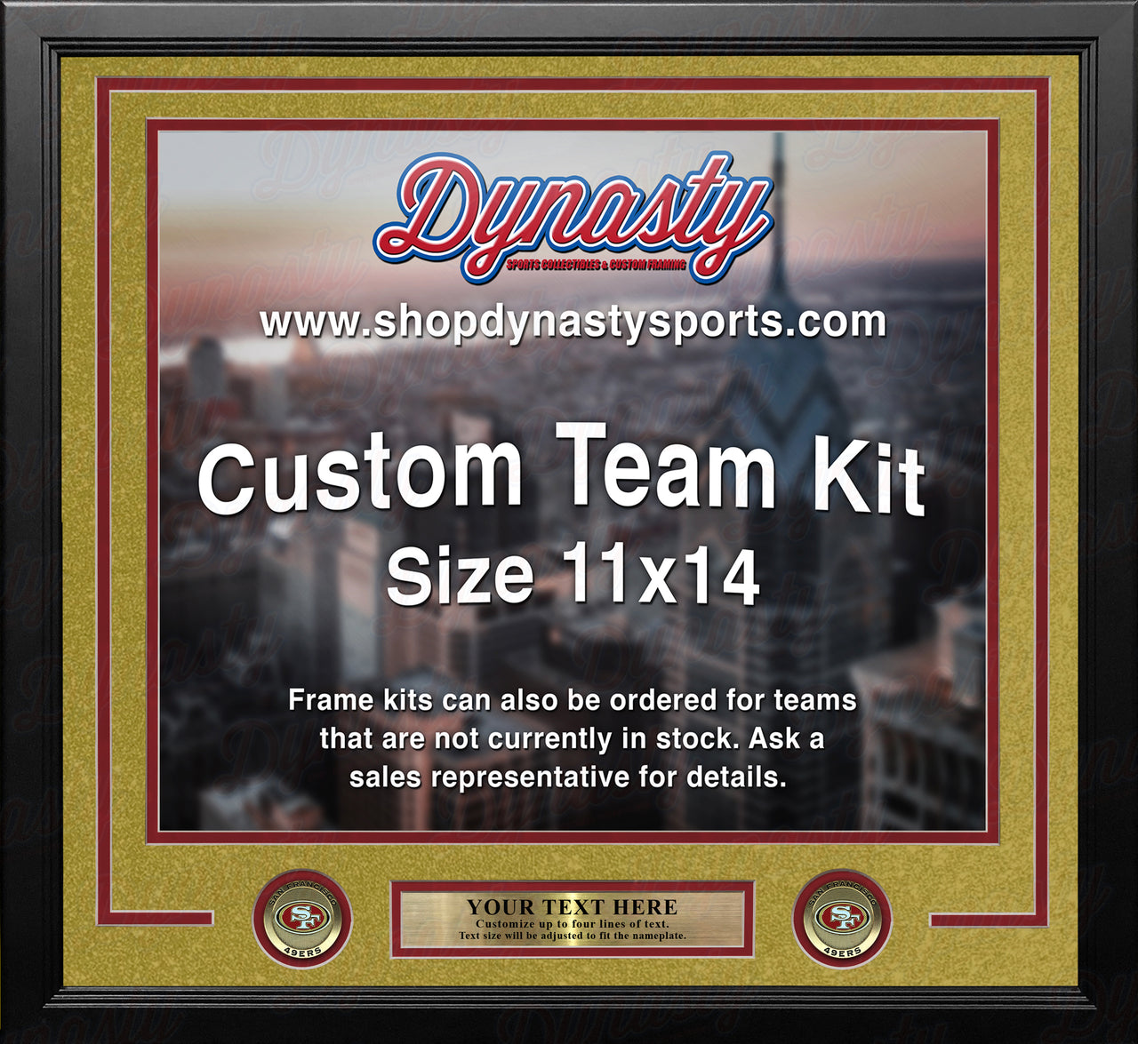 San Francisco 49ers Gold Custom NFL Football 11x14 Picture Frame Kit