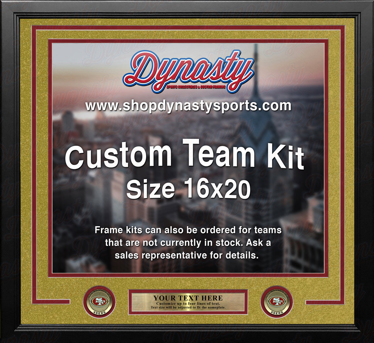 San Francisco 49ers Gold Custom NFL Football 16x20 Picture Frame Kit