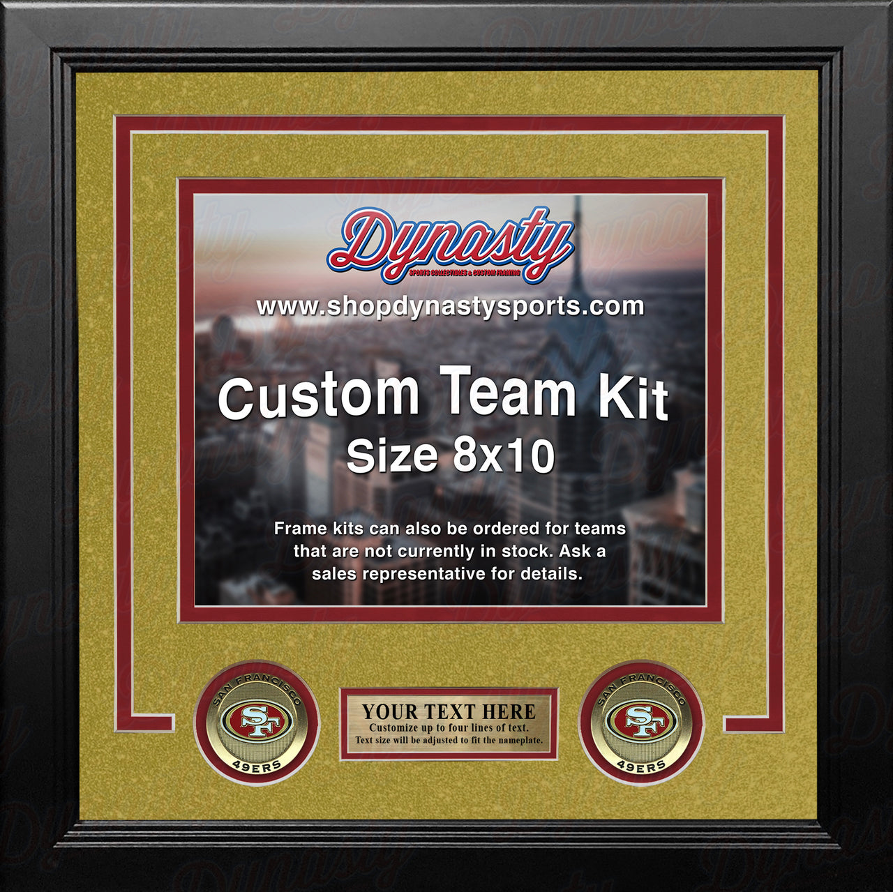 San Francisco 49ers Gold Custom NFL Football 8x10 Picture Frame Kit