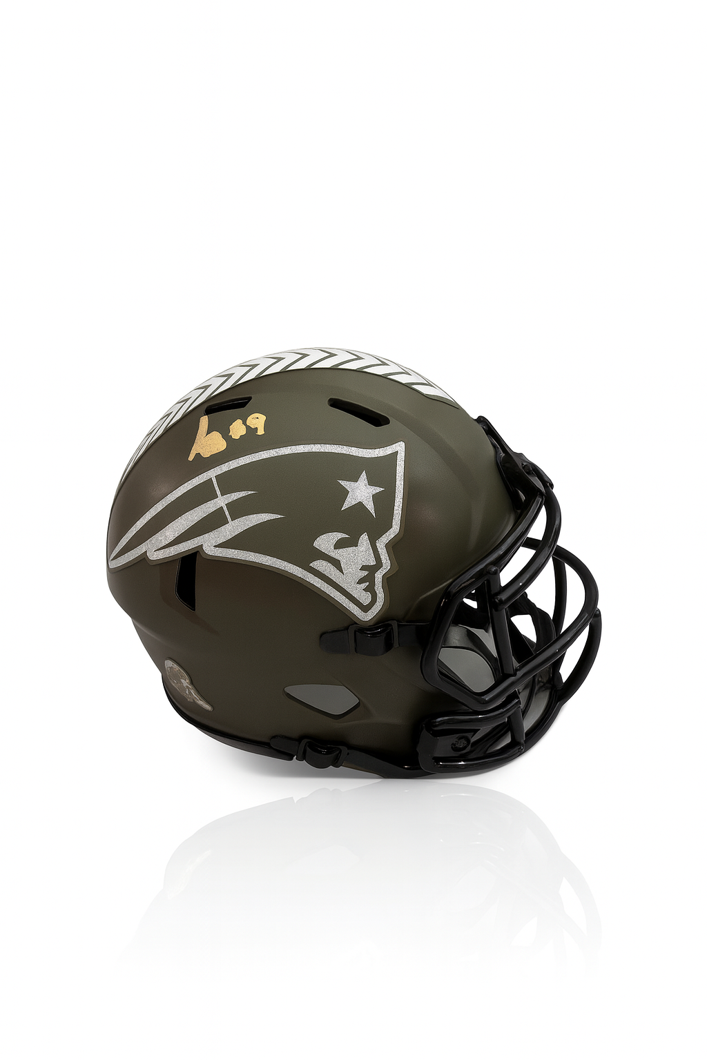 Kayshon Boutte New England Patriots Signed 2024 Salute to Service Mini-Helmet