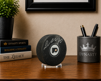 Dan Vladar Philadelphia Flyers Autographed Logo Hockey Puck - Silver Signature