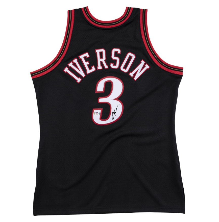 Allen Iverson Philadelphia 76ers Autographed Black Basketball Jersey