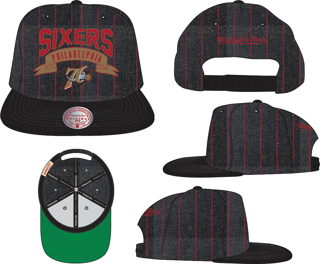 Philadelphia 76ers Mitchell & Ness Dem Stripes Snapback Hat
