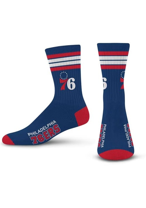 Philadelphia 76ers Men's 4 Stripe Deuce Socks - Blue