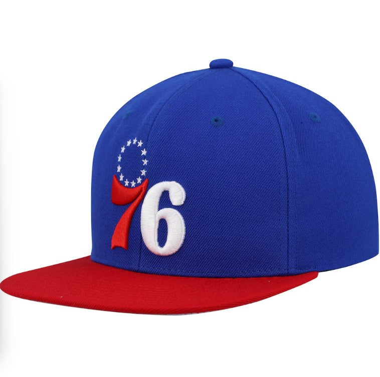 Philadelphia 76ers Mitchell & Ness Team Two-Tone 2.0 Snapback Hat - Royal/Red