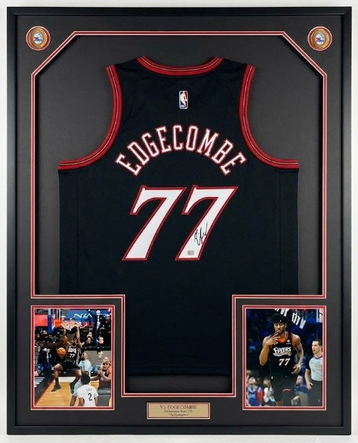 VJ Edgecombe Philadelphia 76ers Autographed Framed 75th Anniversary Basketball Jersey