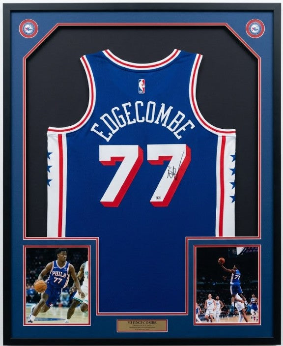 VJ Edgecombe Philadelphia 76ers Autographed Framed Royal Blue Basketball Jersey