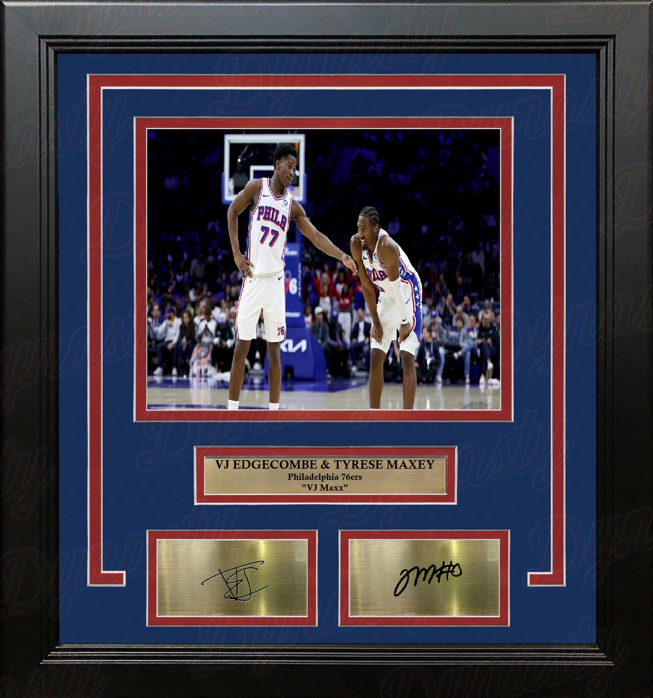 VJ Edgecombe & Tyrese Maxey Philadelphia 76ers 8x10 Framed Basketball Photo with Engraved Autographs