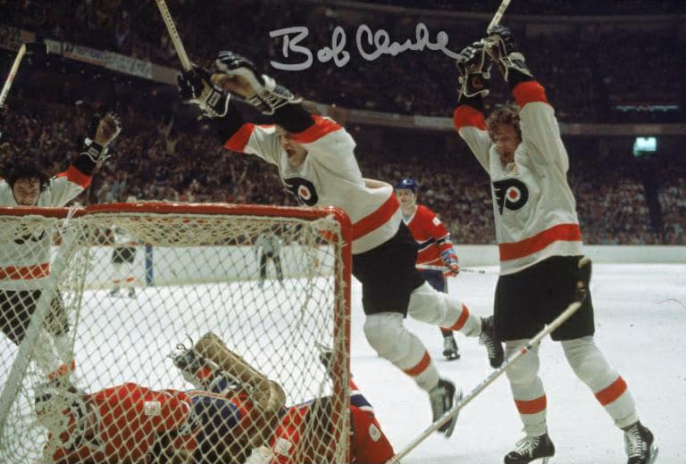 Bob Clarke Philadelphia Flyers LCB Line Dive Autographed 16"x20" Photo