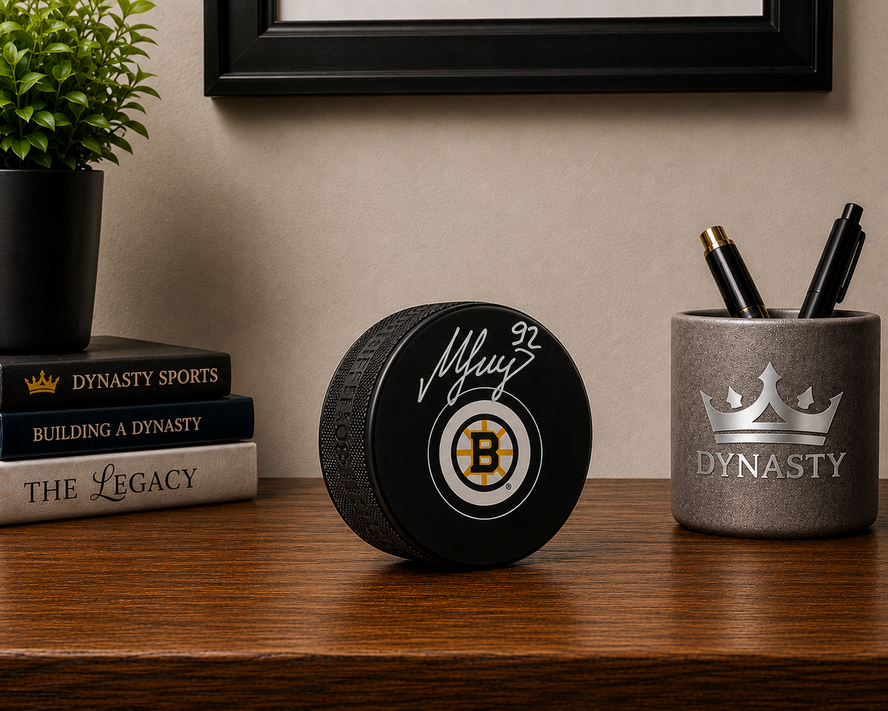 Marat Khusnutdinov Boston Bruins Autographed Logo Puck