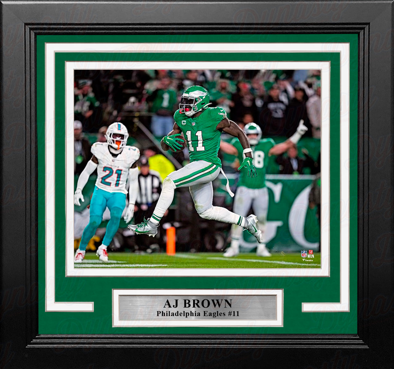 AJ Brown Kelly Green Touchdown Philadelphia Eagles 8" x 10" Framed Football Photo