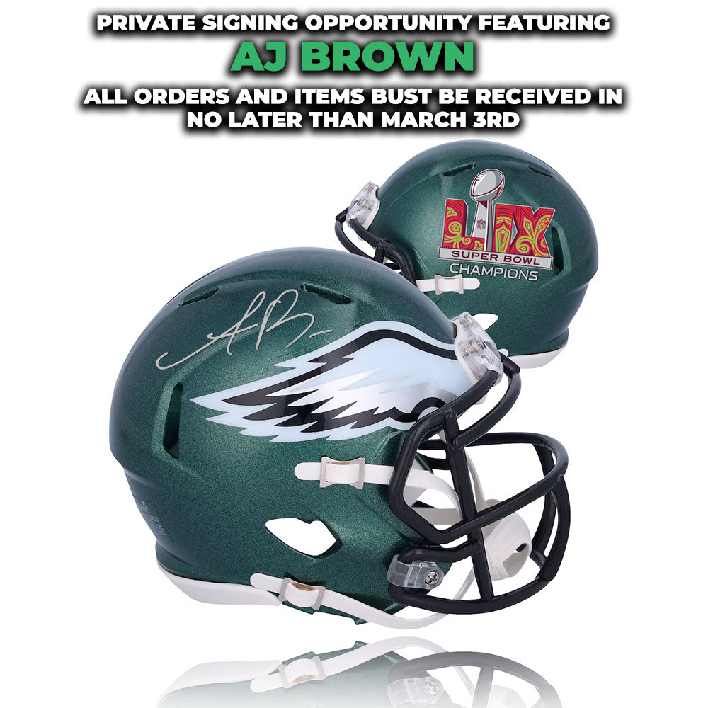A.J. Brown Philadelphia Eagles Autographed Super Bowl LIX Champions Mini-Helmet | Pre-Sale Opportunity