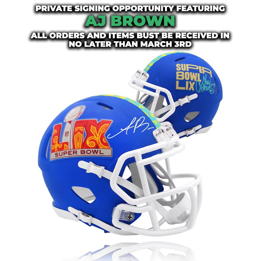 A.J. Brown Super Bowl LIX Philadelphia Eagles Autographed Mini-Helmet | Pre-Sale Opportunity