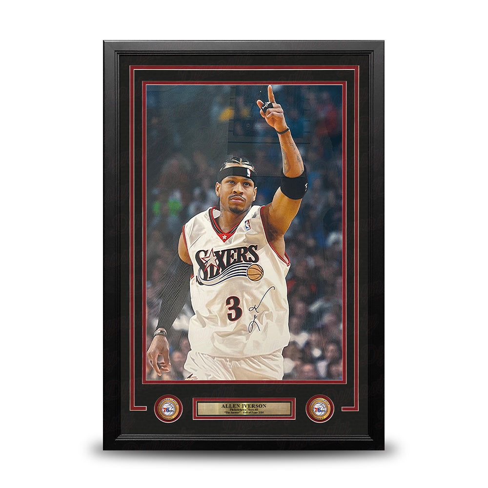 Allen Iverson The Answer Philadelphia 76ers Autographed 20" x 30" Framed Basketball Photo