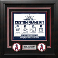 Los Angeles Angels Custom MLB Baseball Picture Frame Kit with Black Matting, Red Trim, a Silver Nameplate, and Angels logos
