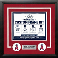 Los Angeles Angels Custom MLB Baseball Picture Frame Kit with Red Matting, White Trim, a Silver Nameplate, and Angels logos