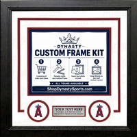Los Angeles Angels Custom MLB Baseball Picture Frame Kit with White Matting, Red Trim, a Silver Nameplate, and Angels logos