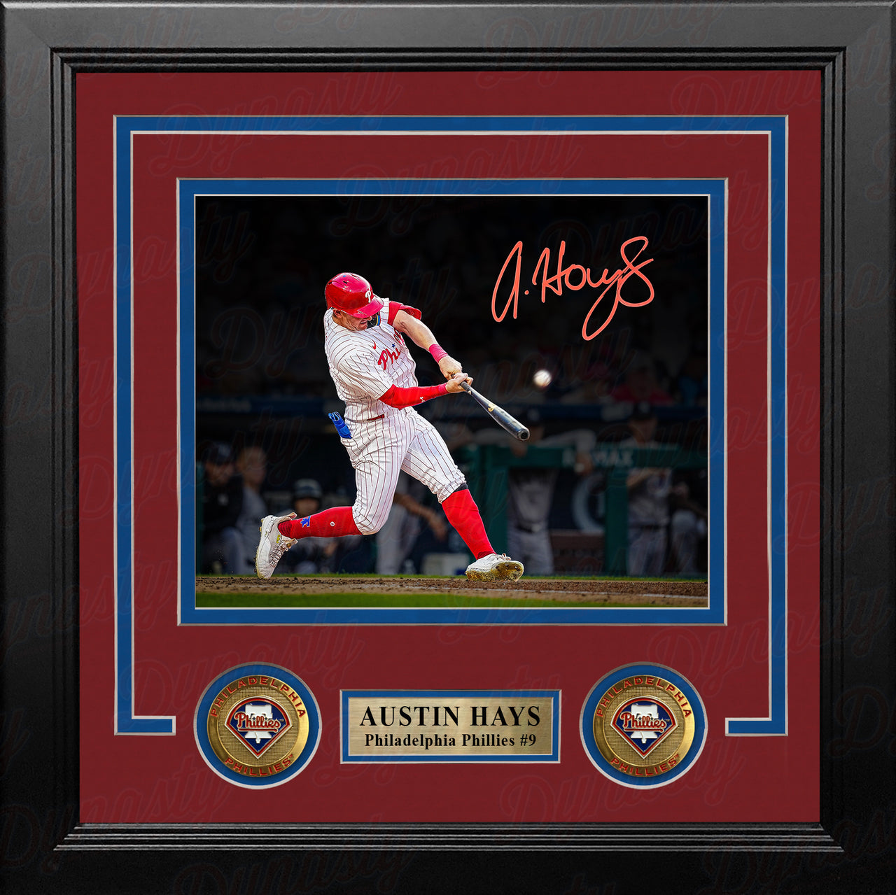 Austin Hays Blackout Swing Autographed Philadelphia Phillies 8" x 10" Framed Baseball Photo