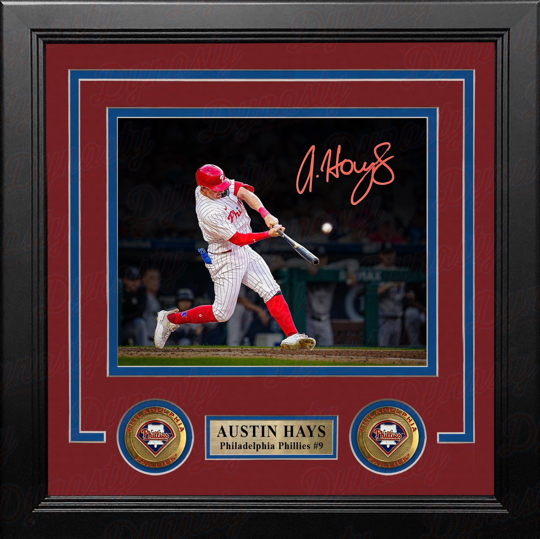 Austin Hays Blackout Swing Autographed Philadelphia Phillies 8" x 10" Framed Baseball Photo