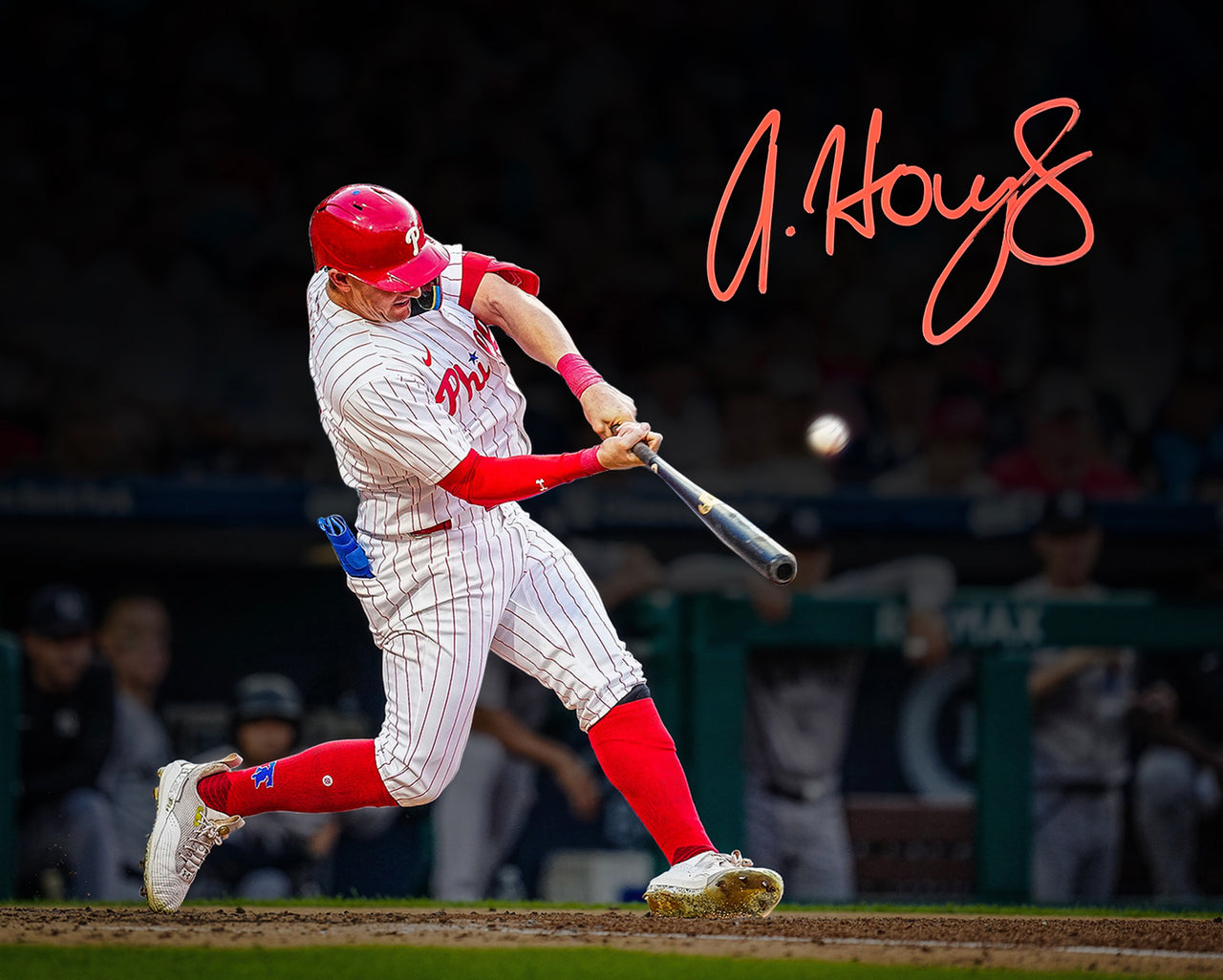 Austin Hays Blackout Swing Autographed Philadelphia Phillies 11" x 14" Baseball Photo