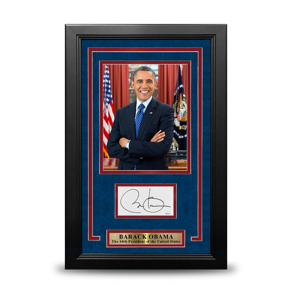 Barack Obama 44th President of the United States Autographed Framed Cut Signature Photo Collage