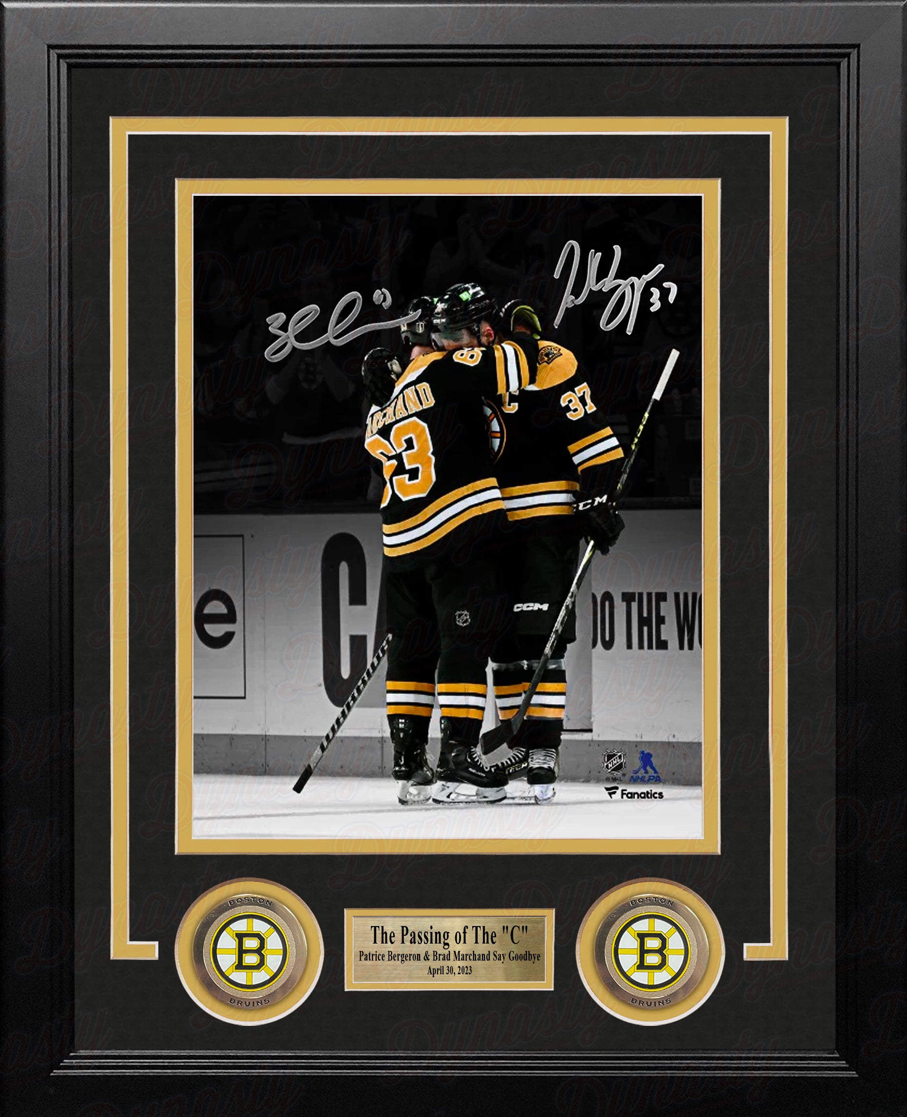 Patrice Bergeron & Brad Marchand Final Game Hug Boston Bruins Autographed 8" x 10" Framed Photo