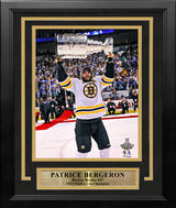 Patrice Bergeron Stanley Cup Trophy Boston Bruins 8" x 10" Framed Hockey Photo - Dynasty Sports & Framing 