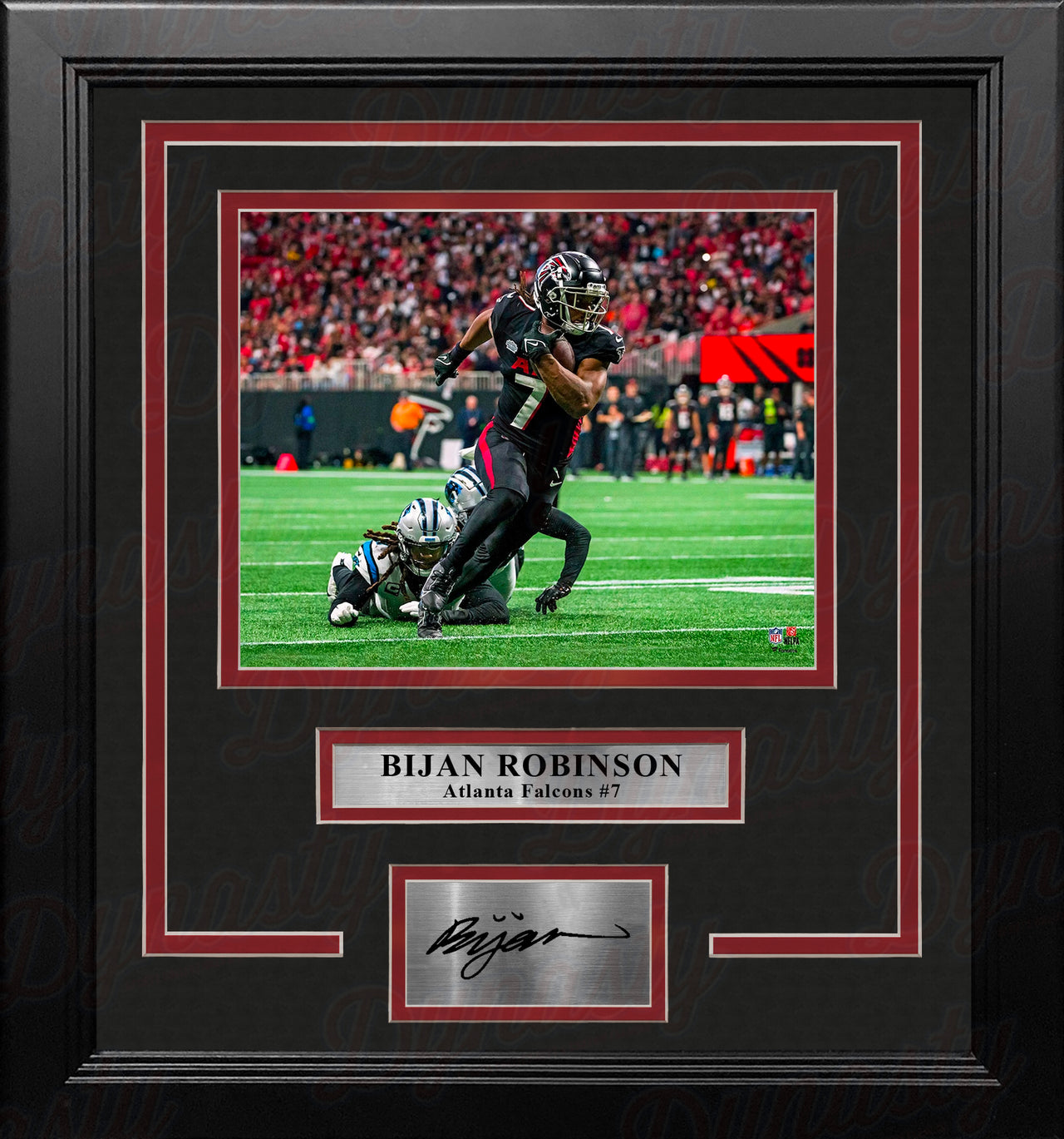 Bijan Robinson in Action Atlanta Falcons 8" x 10" Framed Football Photo with Engraved Autograph
