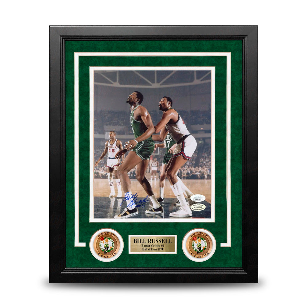 Bill Russell v. Chamberlain Boston Celtics Autographed 8" x 10" Framed Basketball Photo