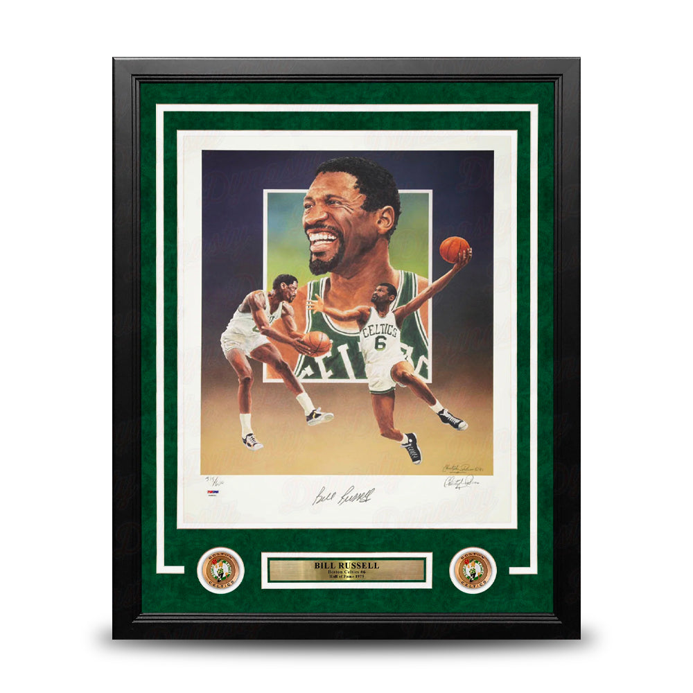 Bill Russell Boston Celtics Autographed 18x24 Framed Christopher Paluso Basketball Lithograph Photo
