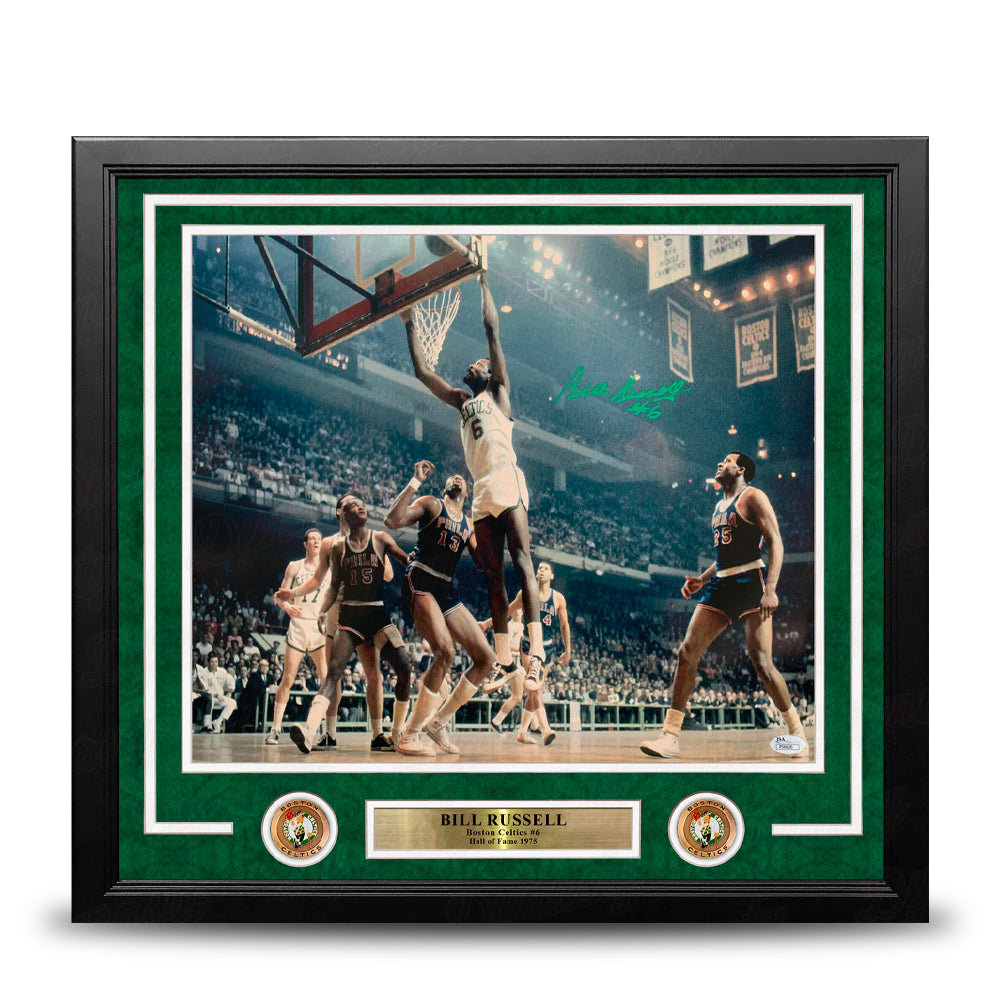 Bill Russell at the Rim Boston Celtics Autographed 16" x 20" Framed Basketball Photo