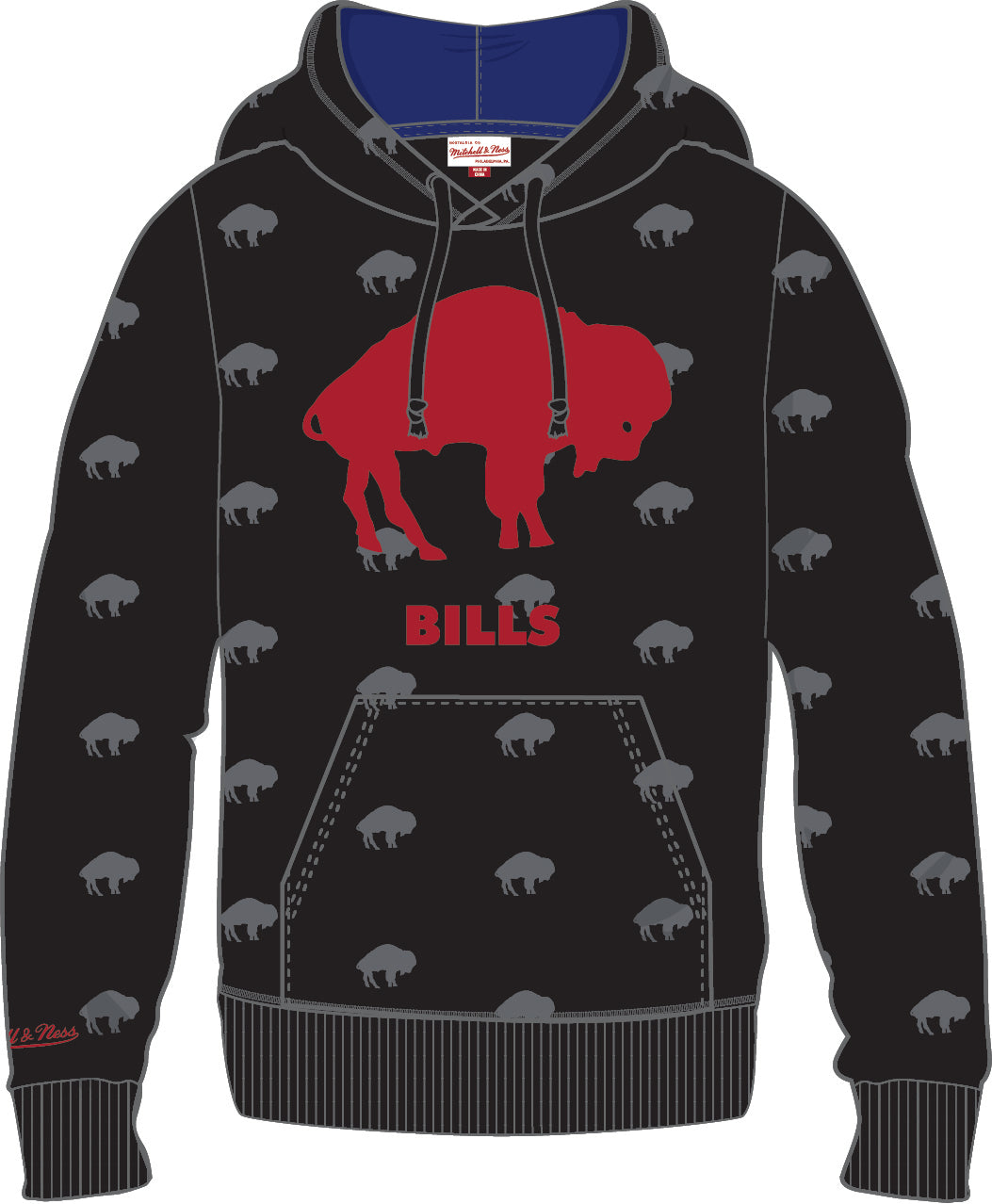 Buffalo Bills Mitchell & Ness All Over Print Fleece Hoodie