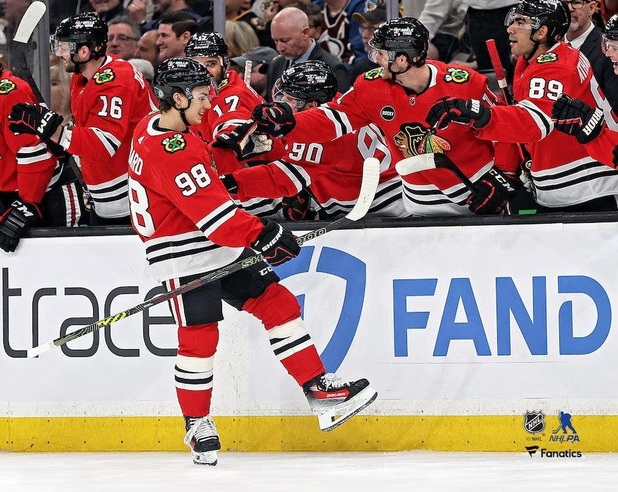 Connor Bedard First NHL Goal Chicago Blackhawks 8" x 10" Hockey Photo
