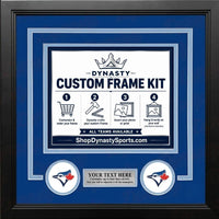 Toronto Blue Jays Custom MLB Baseball Picture Frame Kit with Blue Matting, Sky Blue Trim, a Silver Nameplate, and Blue Jays logos