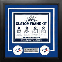 Toronto Blue Jays Custom MLB Baseball Picture Frame Kit with Blue Matting, White Trim, a Silver Nameplate, and Blue Jays logos