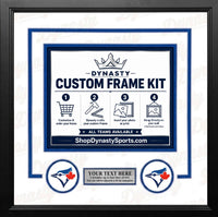 Toronto Blue Jays Custom MLB Baseball Picture Frame Kit with White Matting, Blue Trim, a Silver Nameplate, and Blue Jays logos